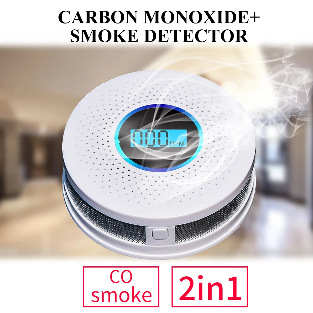 2 in 1 LED Digitaler Gas Rauchmelder Co Kohlenmonoxid Detektor hochempfindlich