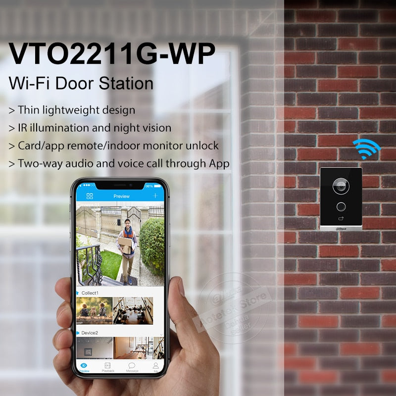 Dahua 1080P WiFi Video Intercom Türklingel Sicherheitstechnik VTO2211G-P/WP Außenstation