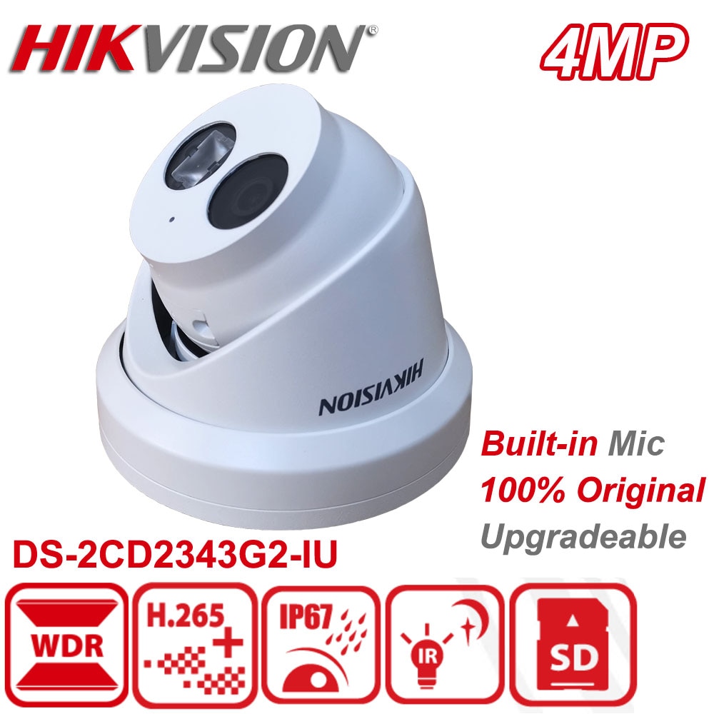 Hikvision Netzwerk-IP-Überwachungskamera mit festem Revolver DS-2CD2343G2-IU 4MP POE IR CCTV