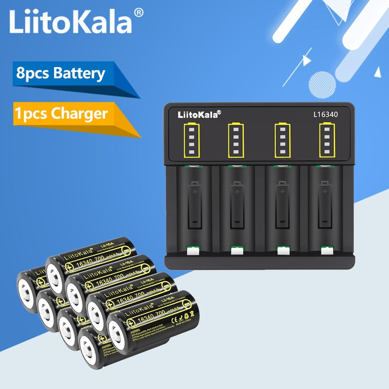 8pcs Batterie &amp; Ladegerät 700mAh CR123A 3.7V Lithium 16340 Wiederaufladbare Batterie für Arlo HD Kamera und Reolink Argus von LiitoKala
